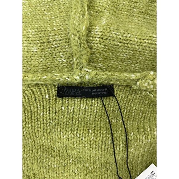Zara Mens Sweater Size L-XL Green Knit Hooded Full Zip Cardigan 3166/404 NWT - Picture 7 of 16